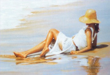 Girl on Beach Oil Paintings